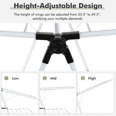 2-Level Foldable Clothes Drying Rack with Adjustable Gullwing