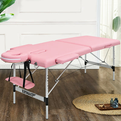 84 Inch L Portable Adjustable Massage Bed with Carry Case for Facial Salon Spa-Pink