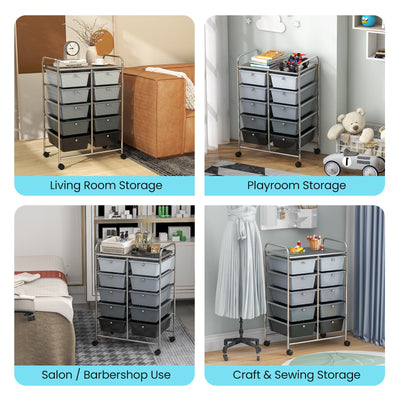 10-Drawer Rolling Storage Cart-Gray