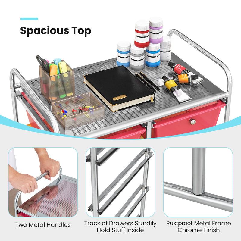 10-Drawer Rolling Storage Cart-Transparent Multicolor