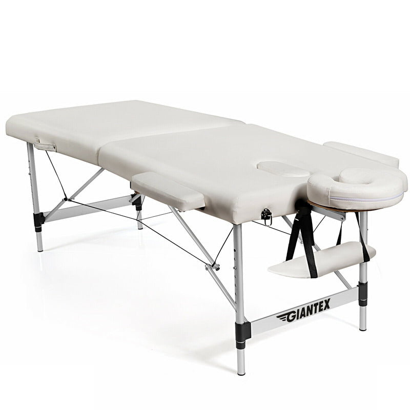 84 Inch L Portable Adjustable Massage Bed with Carry Case for Facial Salon Spa-White