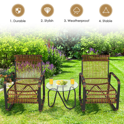 3 Pieces Patio Rattan Conversational Furniture Set