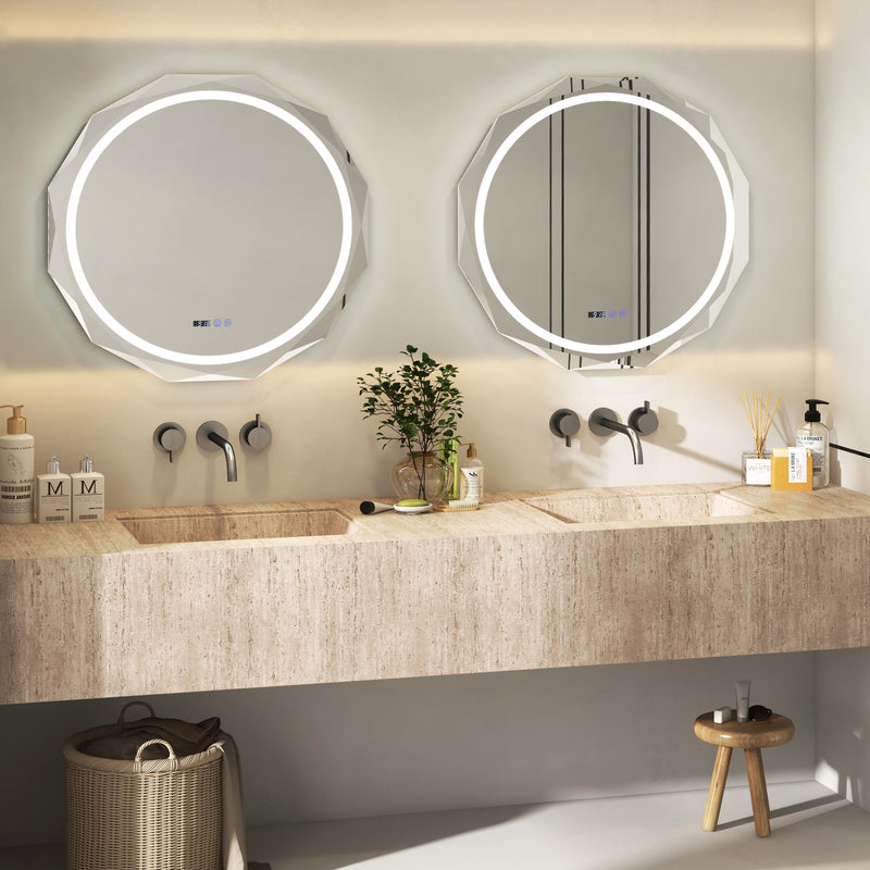 Defogging LED Bathroom Mirror with Stepless 3 Colors Temperature