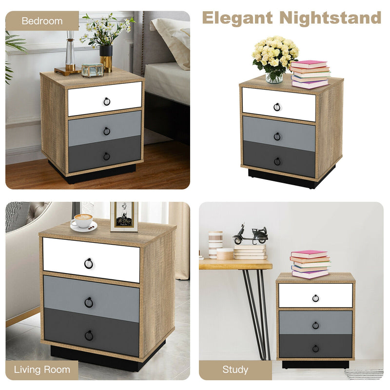 Nightstand with Drawer and Storage Cabinet Wooden Sofa Side Table End Table