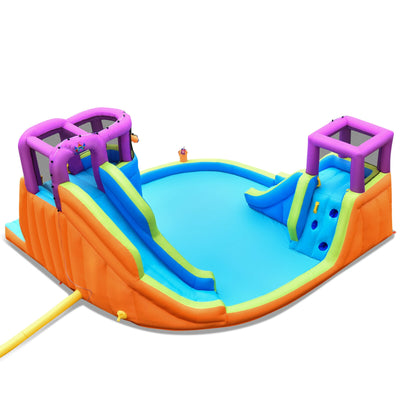 6-in-1 Inflatable Dual Water Slide Bounce House Without Blower