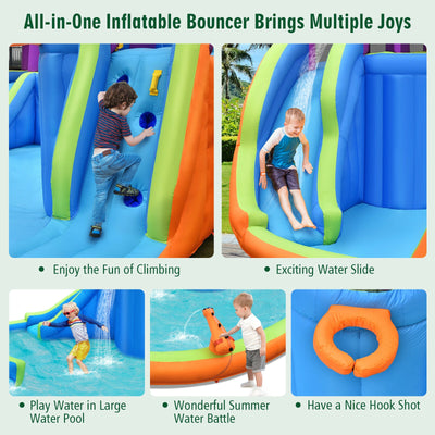 6-in-1 Inflatable Dual Water Slide Bounce House Without Blower