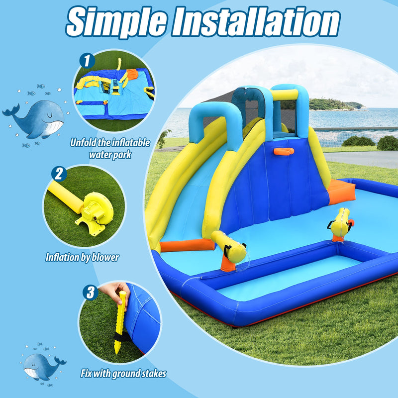 6-in-1 Inflatable Water Slide Jumping House without Blower