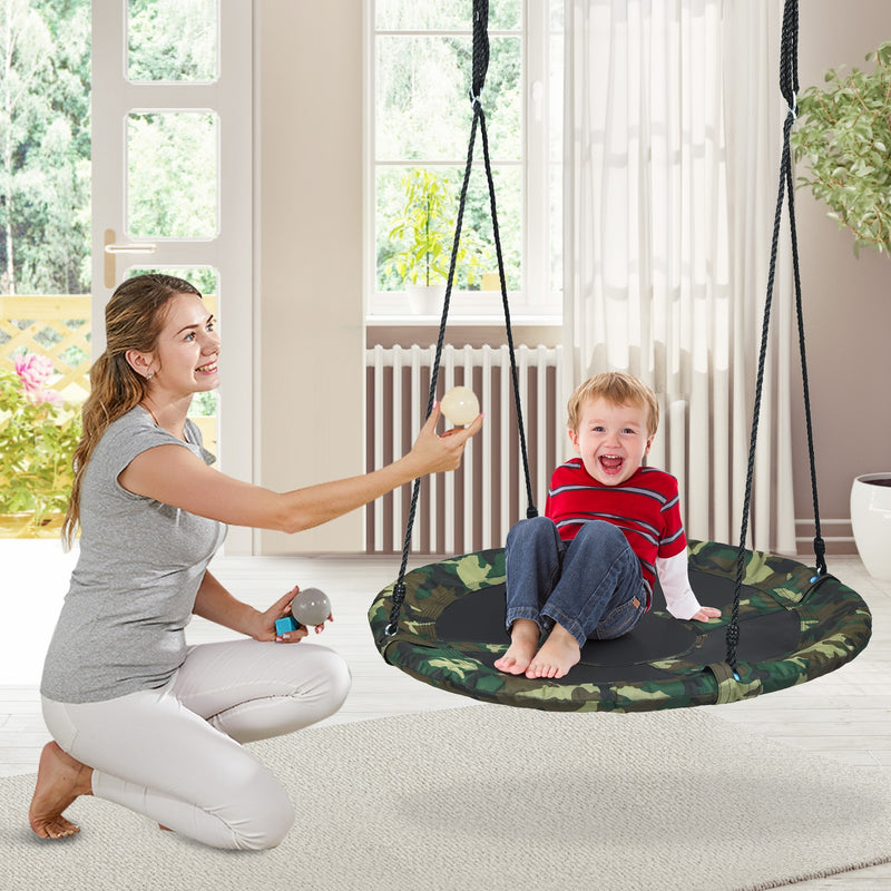 40 Inch Flying Saucer Tree Swing Outdoor Play Set with Adjustable Ropes Gift for Kids-Green