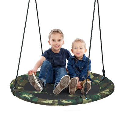 40 Inch Flying Saucer Tree Swing Outdoor Play Set with Adjustable Ropes Gift for Kids-Green