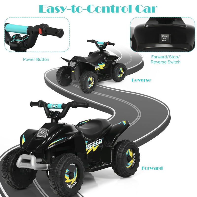 6V Kids Electric ATV 4 Wheels Ride-On Toy-Black