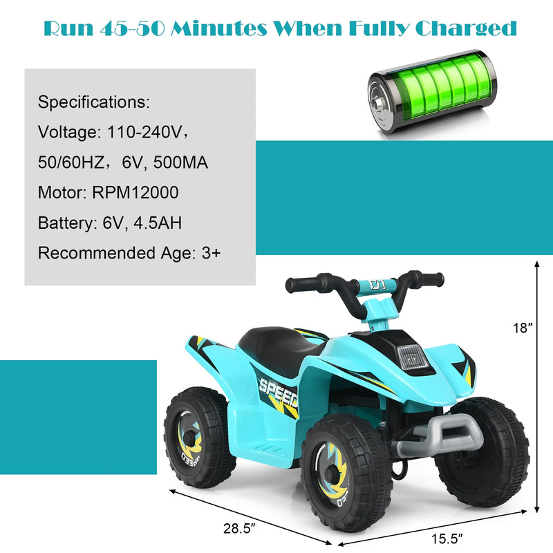 6V Kids Electric ATV 4 Wheels Ride-On Toy -Blue