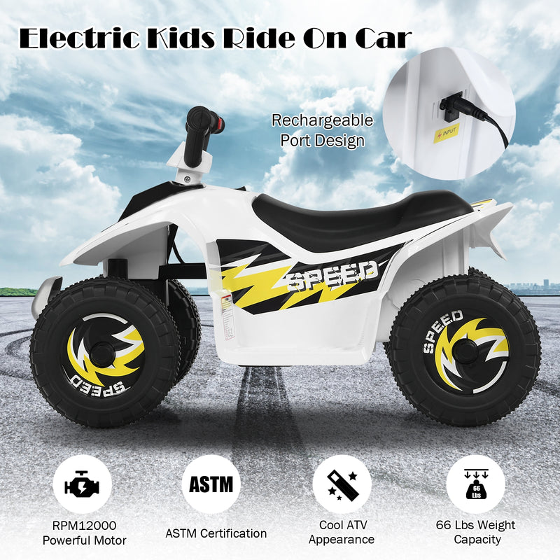 6V Kids Electric ATV 4 Wheels Ride-On Toy -White