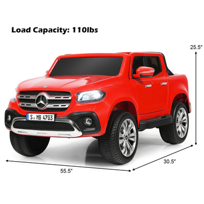 12V 2-Seater Kids Ride On Car Licensed Mercedes Benz X Class RC with Trunk-Red