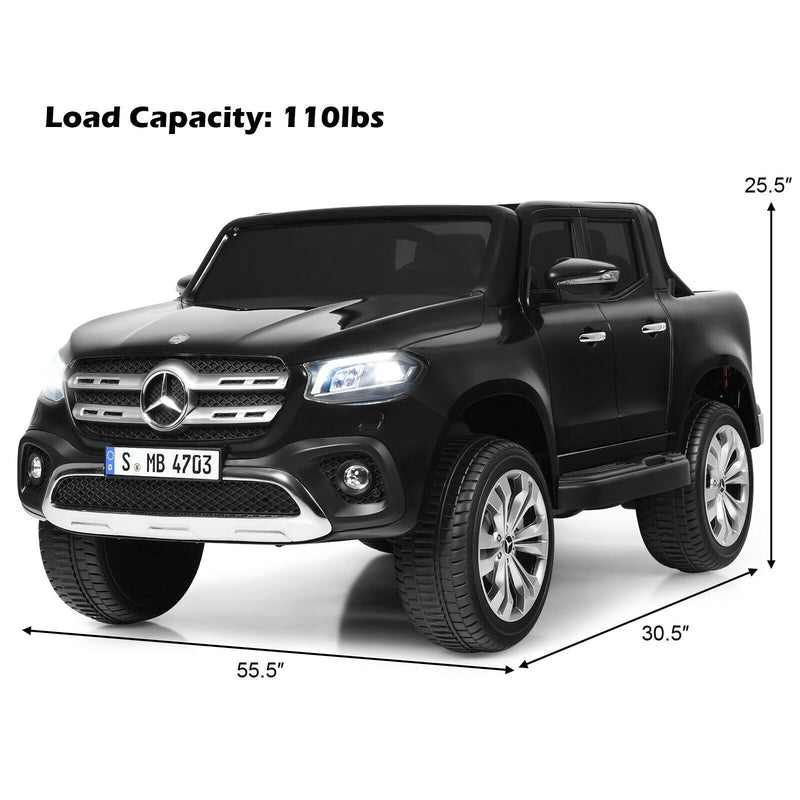 12V 2-Seater Kids Ride On Car Licensed Mercedes Benz X Class RC with Trunk-Black