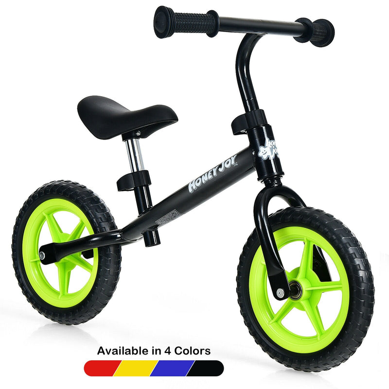 Kids No Pedal Balance Bike with Adjustable Handlebar and Seat-Black