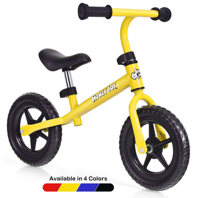 Kids No Pedal Balance Bike with Adjustable Handlebar and Seat-Yellow