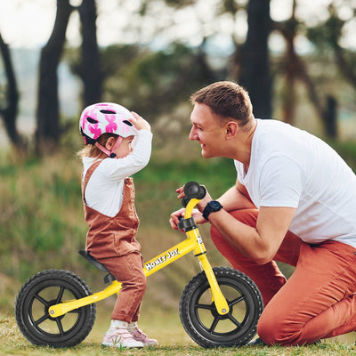 Kids No Pedal Balance Bike with Adjustable Handlebar and Seat-Yellow