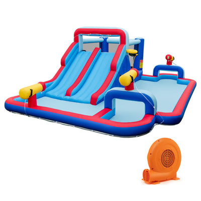 Inflatable Bounce House with 2 Water Slides and 3 Water Cannons With 680W Blower