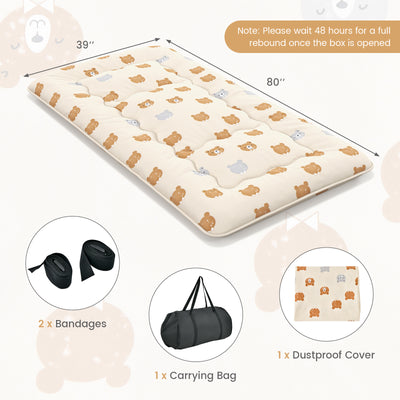 Foldable Futon Mattress with Washable Cover and Carry Bag for Camping-Twin Size