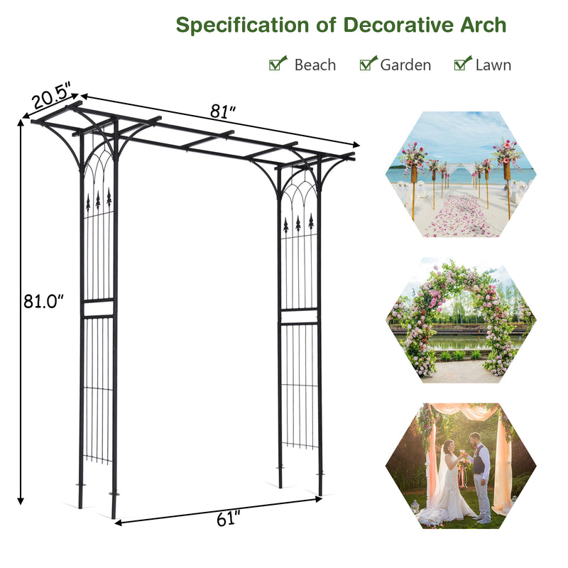 81 x 20 Inch Metal Garden Arch for Various Climbing Plant