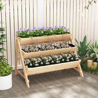 3-Tier Garden Bed with Storage Shelf  2 Hanging Hooks and 3 Bed Liners