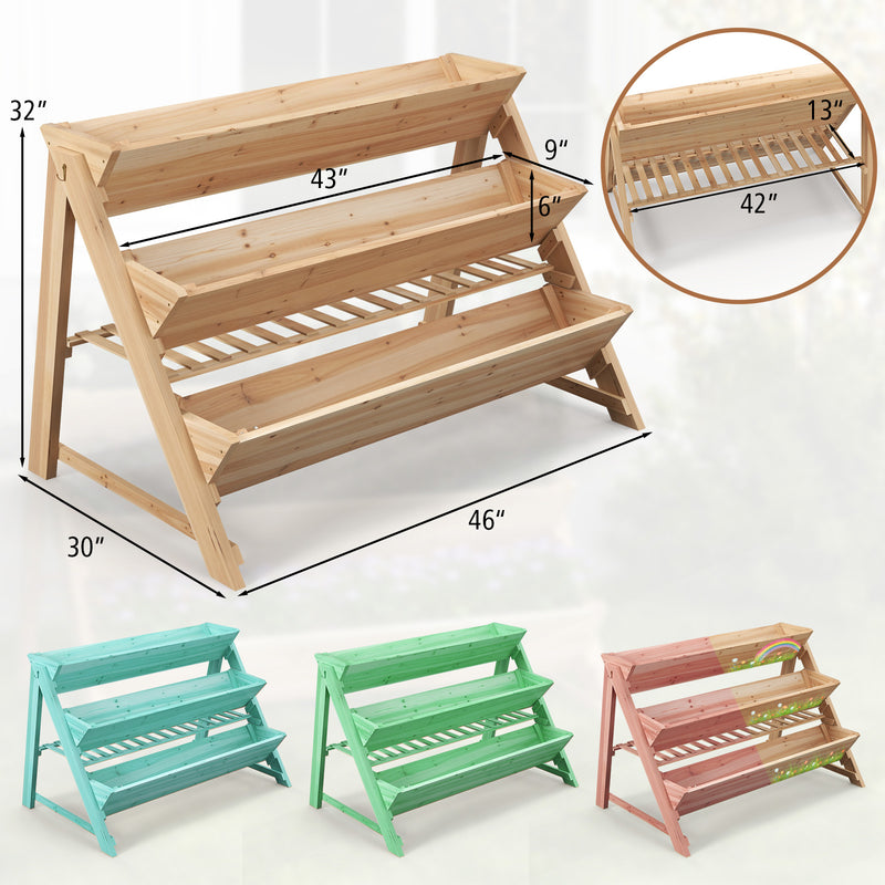 3-Tier Garden Bed with Storage Shelf  2 Hanging Hooks and 3 Bed Liners