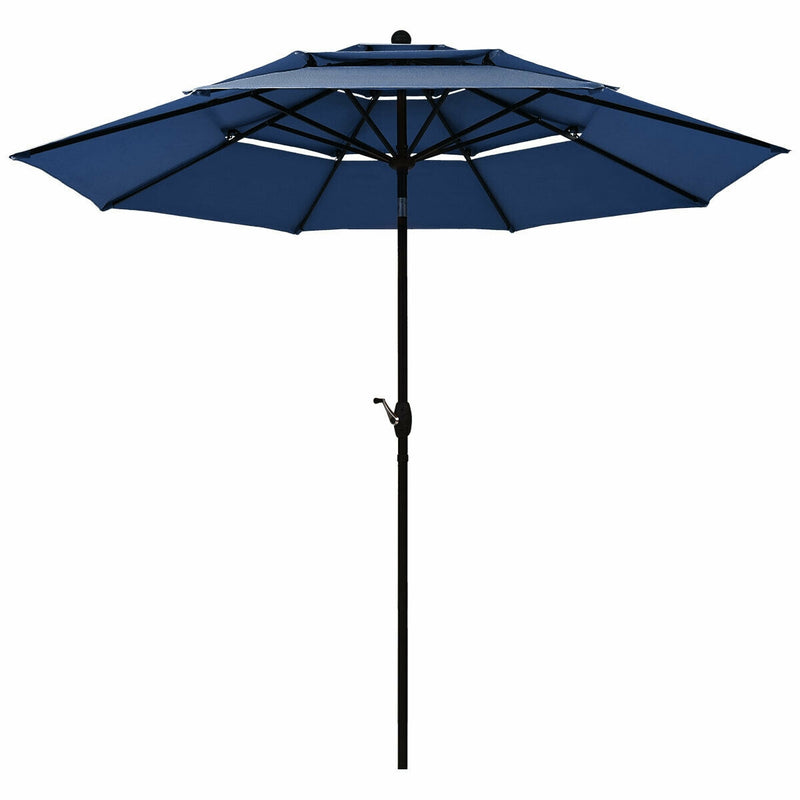 10ft 3 Tier Outdoor Patio Umbrella with Double Vented-Navy