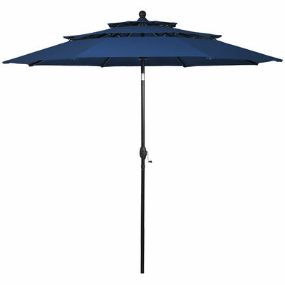 10ft 3 Tier Outdoor Patio Umbrella with Double Vented-Navy