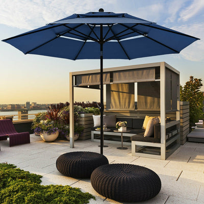 10ft 3 Tier Outdoor Patio Umbrella with Double Vented-Navy