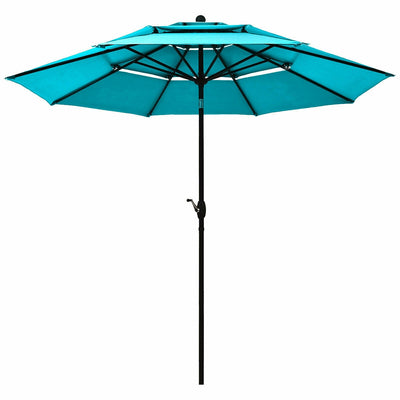 10ft 3 Tier Outdoor Patio Umbrella with Double Vented-Turquoise