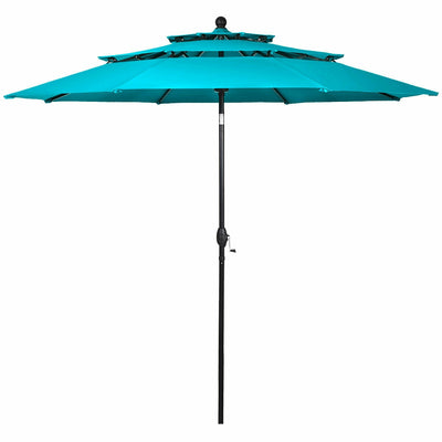 10ft 3 Tier Outdoor Patio Umbrella with Double Vented-Turquoise