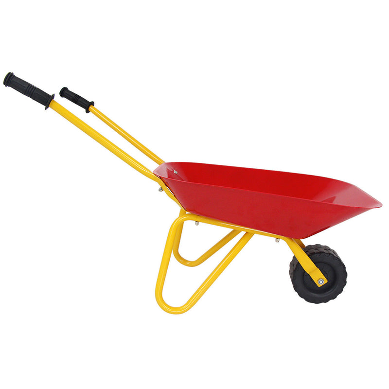 Outdoor Garden Backyard Play Toy Kids Metal Wheelbarrow-Red