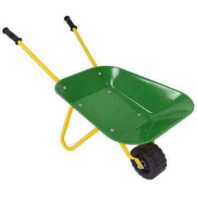 Outdoor Garden Backyard Play Toy Kids Metal Wheelbarrow-Green