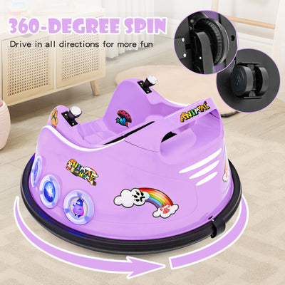 12V Electric Ride On Car with Remote Control and Flashing LED Lights-Purple