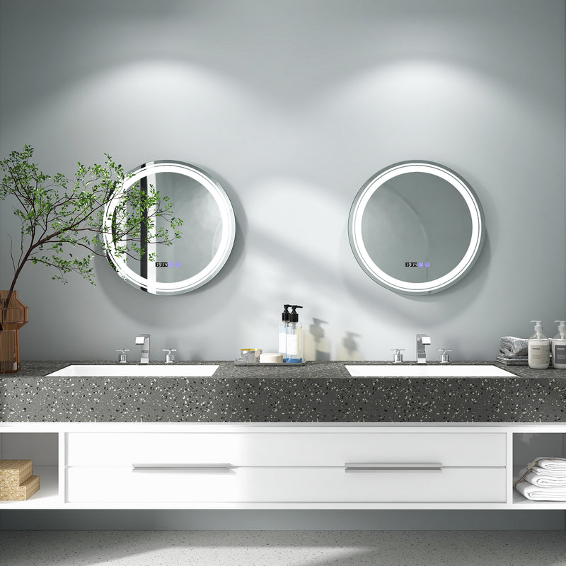 Anti-Fog Round Led Bathroom Mirror with 3 Color LED Lights-S