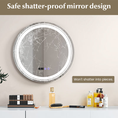 Anti-Fog Round Led Bathroom Mirror with 3 Color LED Lights-S