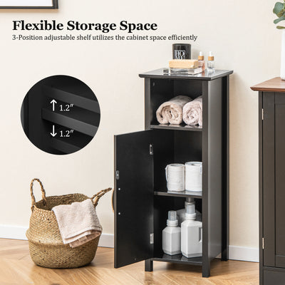 Bathroom Storage Organizer with 2-Tier Cabinet-Black