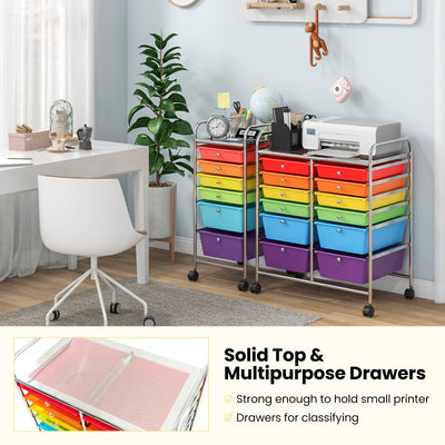 12 Drawers Rolling Cart Storage Scrapbook Paper Organizer Bins-Deep Multicolor