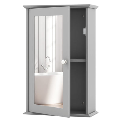 Bathroom Wall Cabinet with Single Mirror Door-Gray