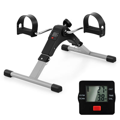 Under Desk Exercise Bike Pedal Exerciser with LCD Display for Legs and Arms Workout-Black