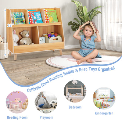 5-Cube Kids Bookshelf and Toy Organizer with Anti-Tipping Kits-Natural