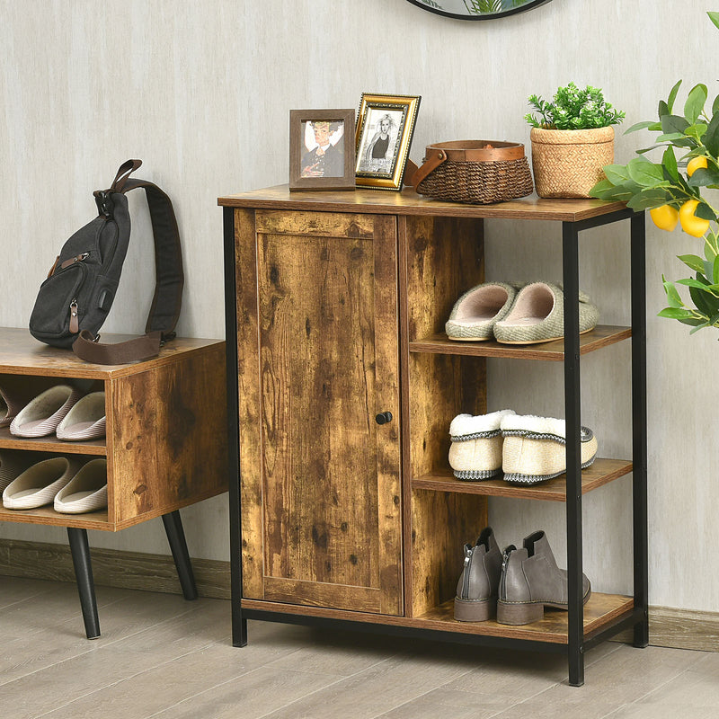 Multipurpose Freestanding Storage Cabinet with 3 Open Shelves and Doors