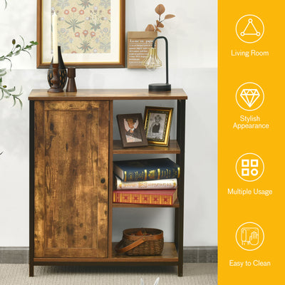 Multipurpose Freestanding Storage Cabinet with 3 Open Shelves and Doors