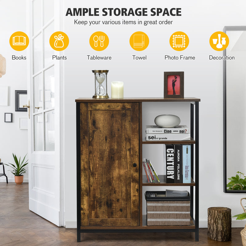 Multipurpose Freestanding Storage Cabinet with 3 Open Shelves and Doors