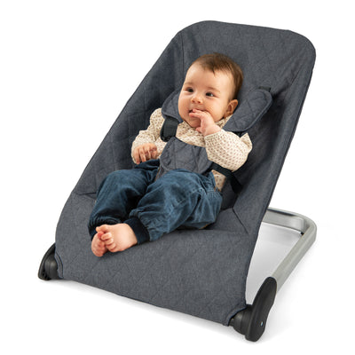 Baby Bouncer Seat with Aluminum and Metal Frame-Gray