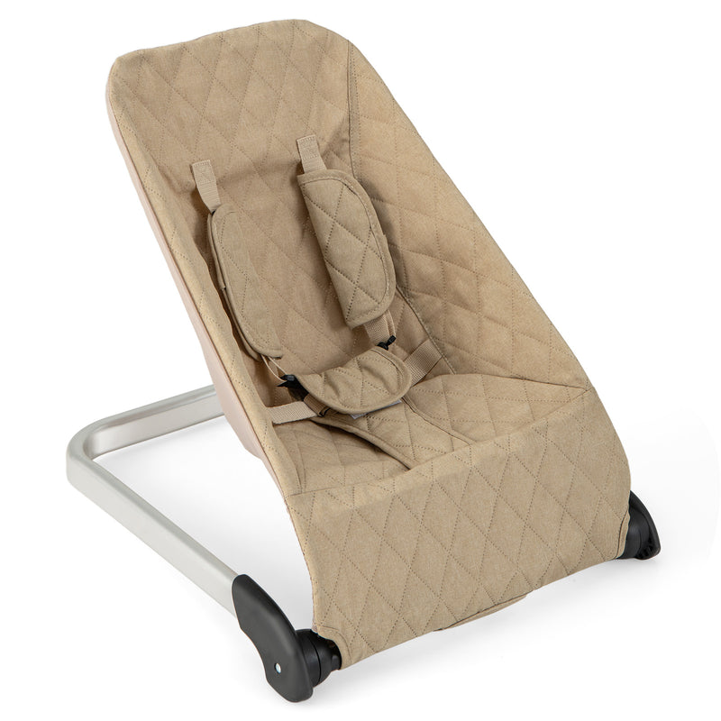 Baby Bouncer Seat with Aluminum and Metal Frame-Beige