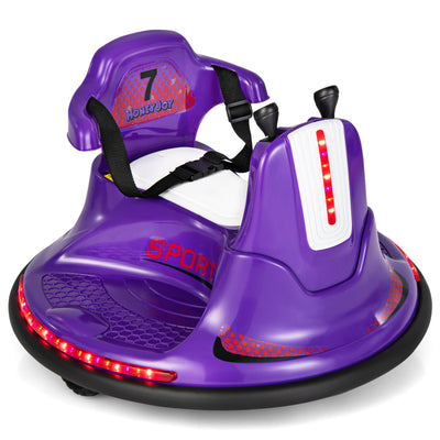 12V Kids Ride On Bumper Car with Remote Control Lights and Music-Purple