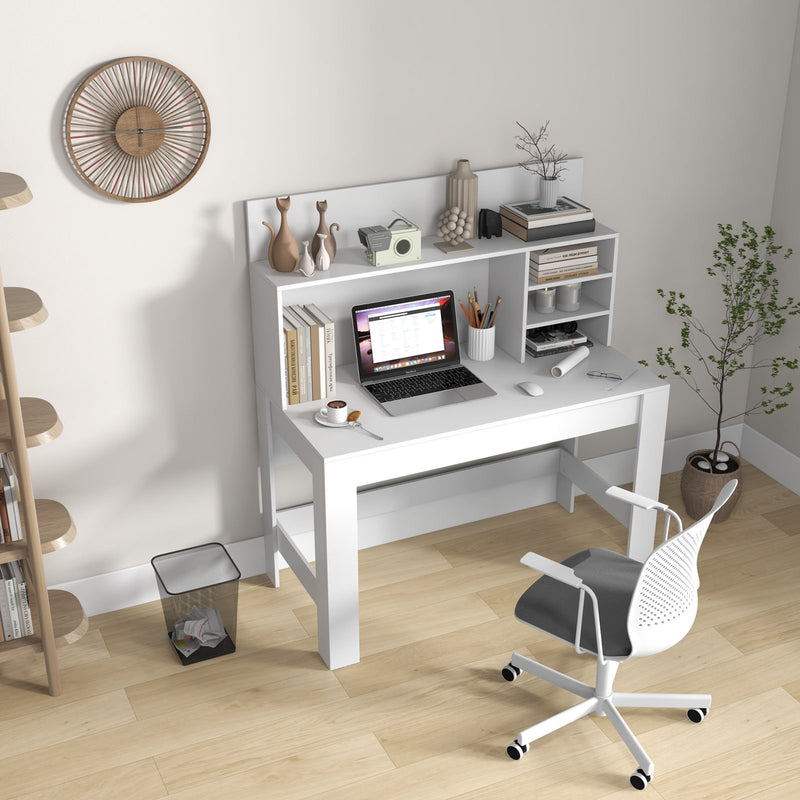 48 Inch Writing Computer Desk with Anti-Tipping Kits and Cable Management Hole-White