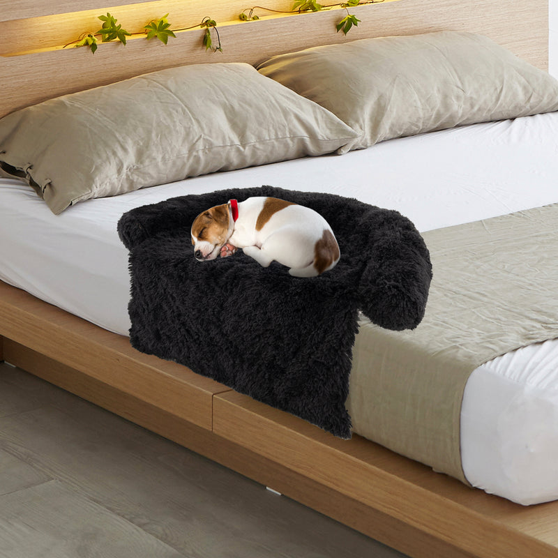 Plush Calming Dog Couch Bed with Anti-Slip Bottom-S