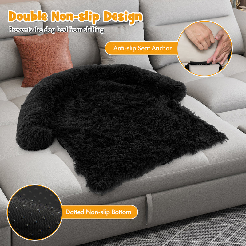 Plush Calming Dog Couch Bed with Anti-Slip Bottom-M